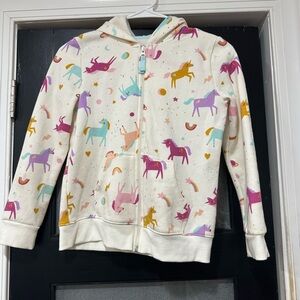 Cat & Jack Cream Zip-Up Hoodie with Colorful Unicorns